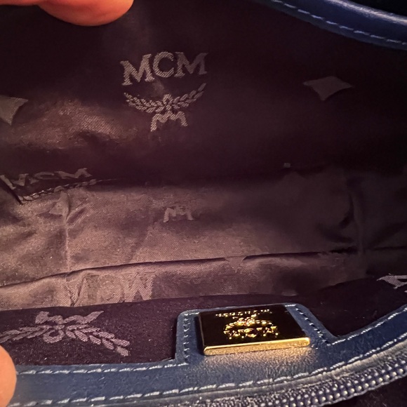 MCM Chocolate Embossed Clutch with Gold Chain - Picture 8 of 17